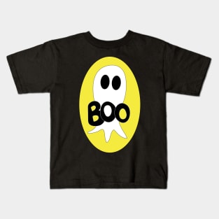 Cute Halloween ghost cartoon with BOO text Kids T-Shirt